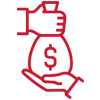 icon-tuition-reimbursement-1267221411 Lineart of one hand transferring a bag of money to another